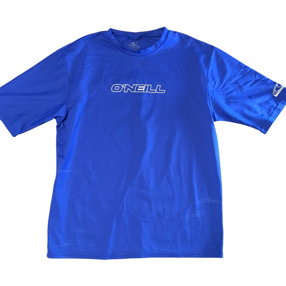 O'Neill Mens Blue Short Sleeve Rash Guard Swim Shirt UPF 50+ Sun Protection L